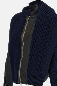 Sacai Sacai Women Nylon Twill X Wool Knit Blouson