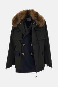 Sacai Sacai Women Wool Melton X Suiting Jacket
