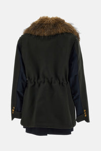 Sacai Sacai Women Wool Melton X Suiting Jacket