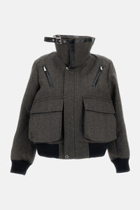Sacai Sacai Women Herringbone Puffer Bluson