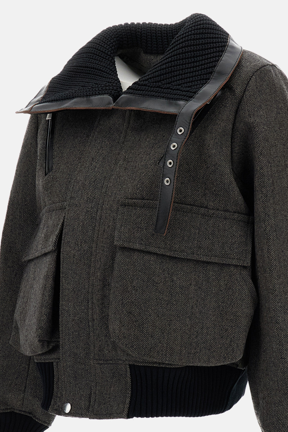 Sacai Sacai Women Herringbone Puffer Bluson