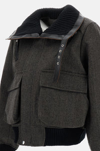 Sacai Sacai Women Herringbone Puffer Bluson