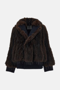 Sacai Sacai Women Wool Melton X Faux Fur Jacket