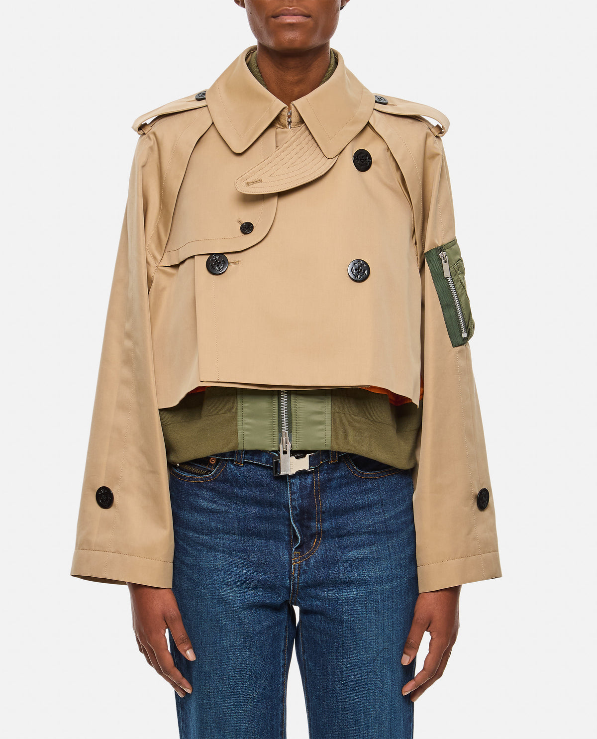 Sacai Sacai Women Cotton Gabardine X Nylon Twill Blouson
