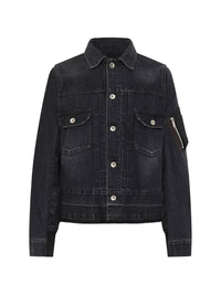 Sacai Women Denim And Nylon Blouson Jacket