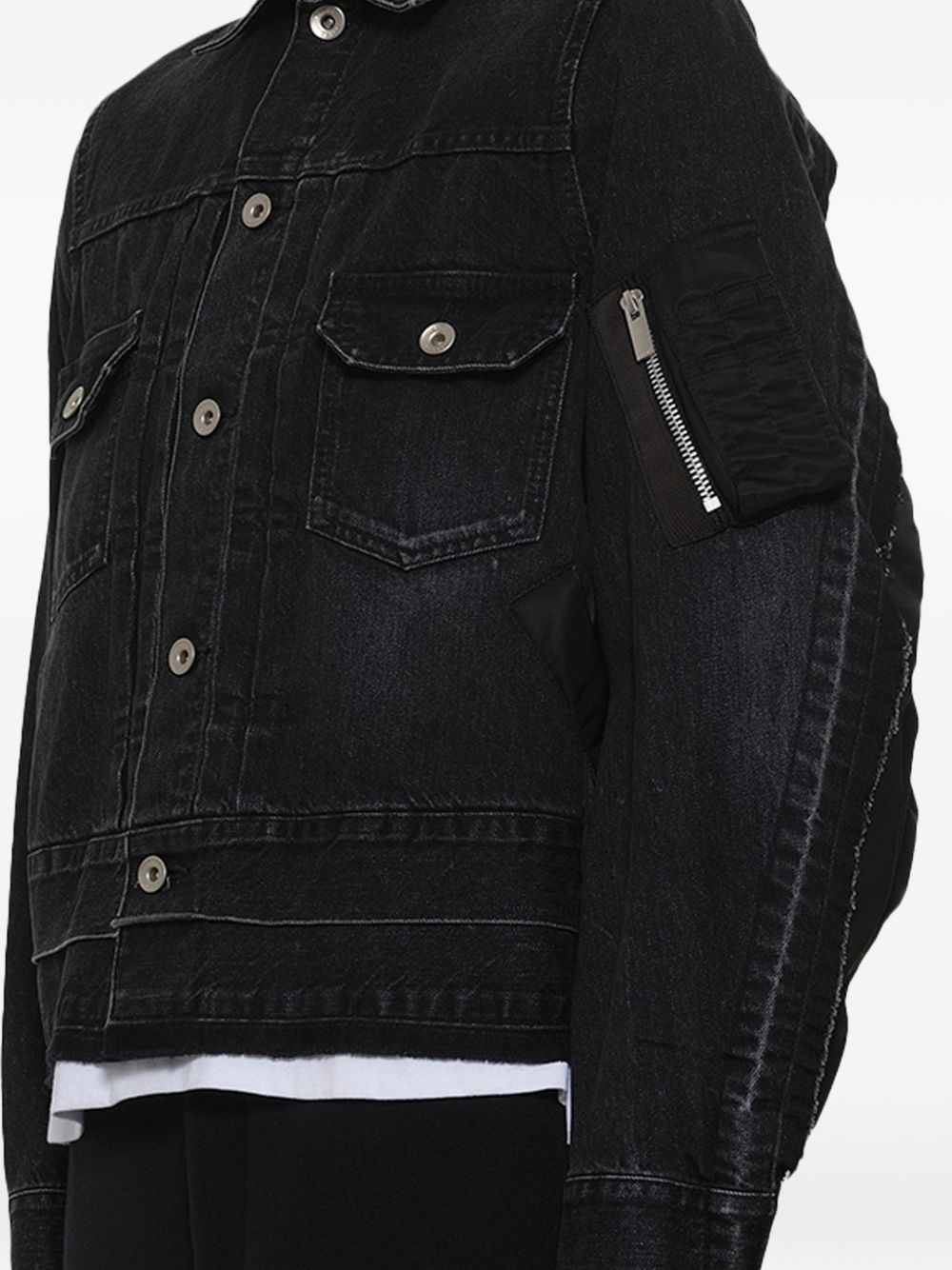 Sacai Women Denim And Nylon Blouson Jacket