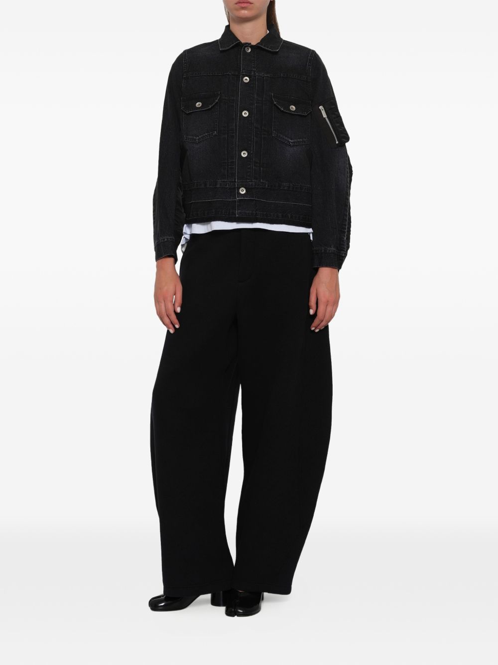 Sacai Women Denim And Nylon Blouson Jacket