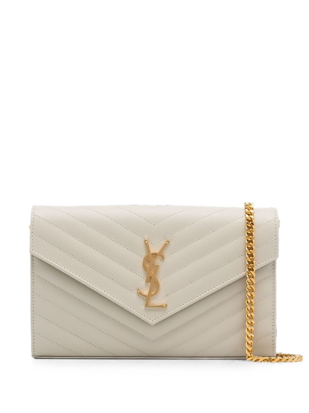 Saint Laurent Women Cassandre Leather Wallet On Chain