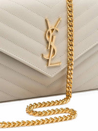 Saint Laurent Women Cassandre Leather Wallet On Chain