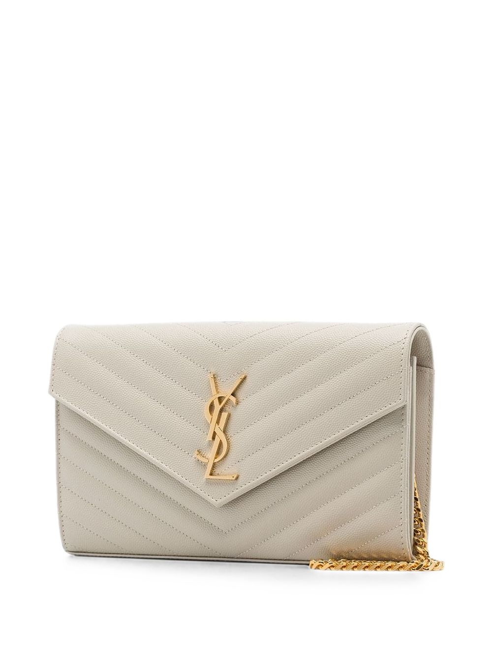 Saint Laurent Women Cassandre Leather Wallet On Chain