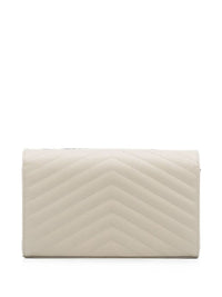 Saint Laurent Women Cassandre Leather Wallet On Chain