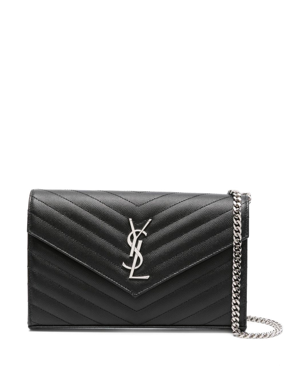 Saint Laurent Women Cassandre Leather Wallet On Chain
