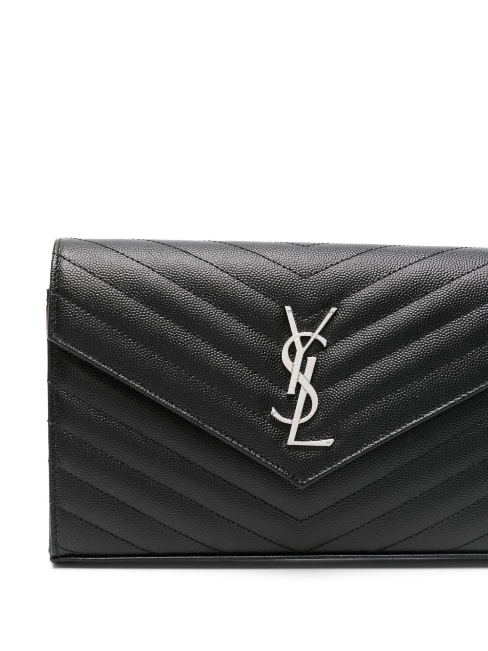 Saint Laurent Women Cassandre Leather Wallet On Chain
