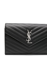 Saint Laurent Women Cassandre Leather Wallet On Chain
