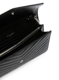 Saint Laurent Women Cassandre Leather Wallet On Chain