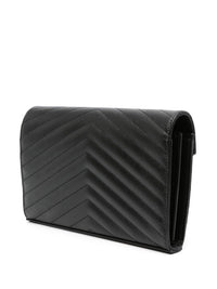 Saint Laurent Women Cassandre Leather Wallet On Chain