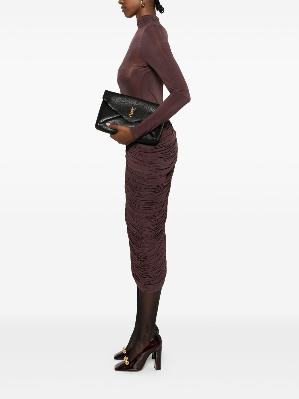 Saint Laurent Women Envelope Cassandre Large Leather Clutch