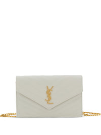 Saint Laurent Women Envelope Cassandre Leather Wallet On Chain