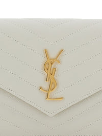 Saint Laurent Women Envelope Cassandre Leather Wallet On Chain