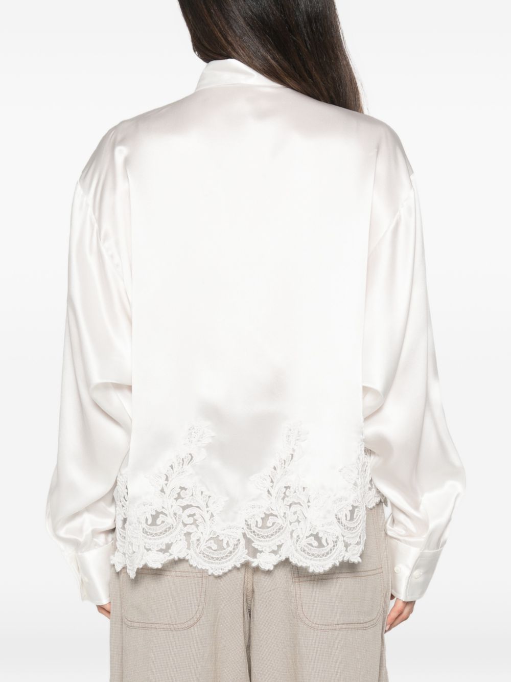 Ermanno Scervino Women Lace Trim Silk Shirt