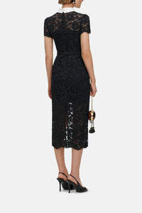 Self-Portrait Self-Portrait Women Black Lace Contrast Collar Midi Dress