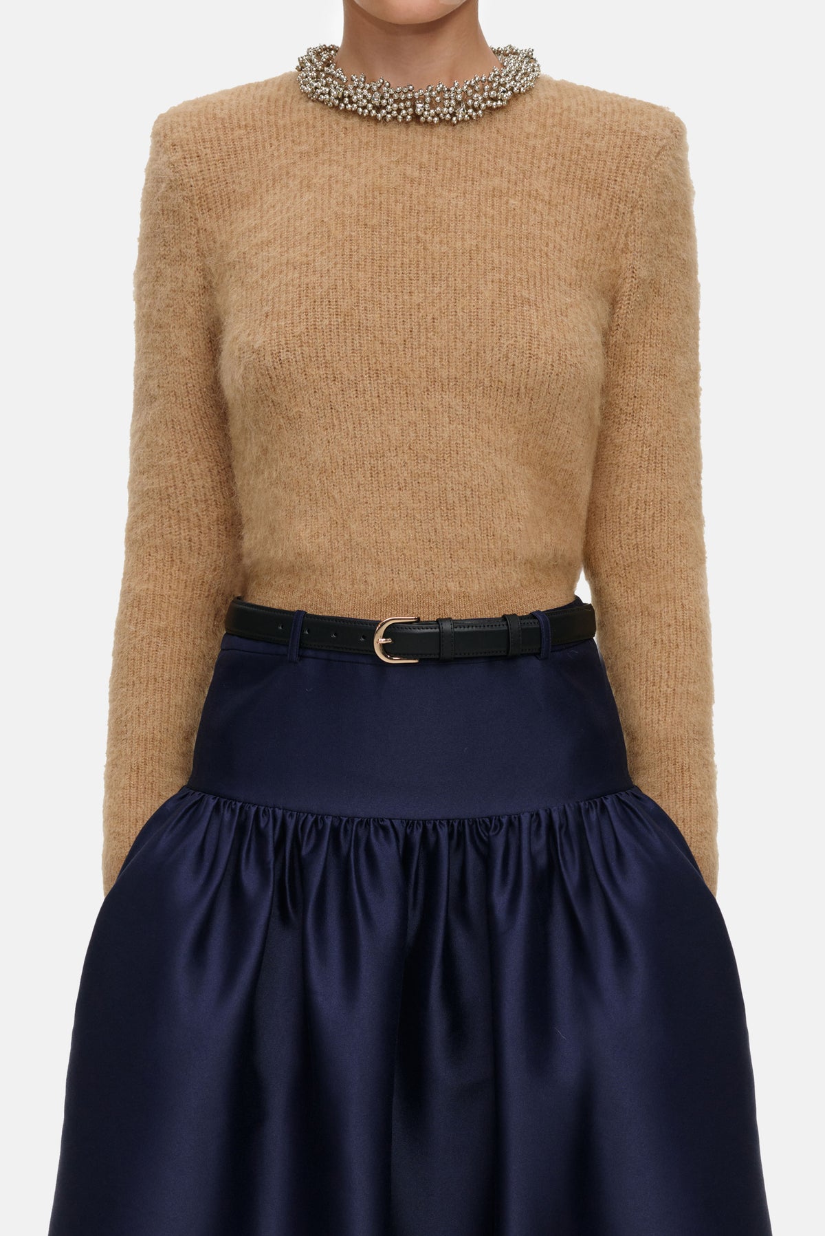 Self-Portrait Women Brown Beaded Trim Knit Jumper