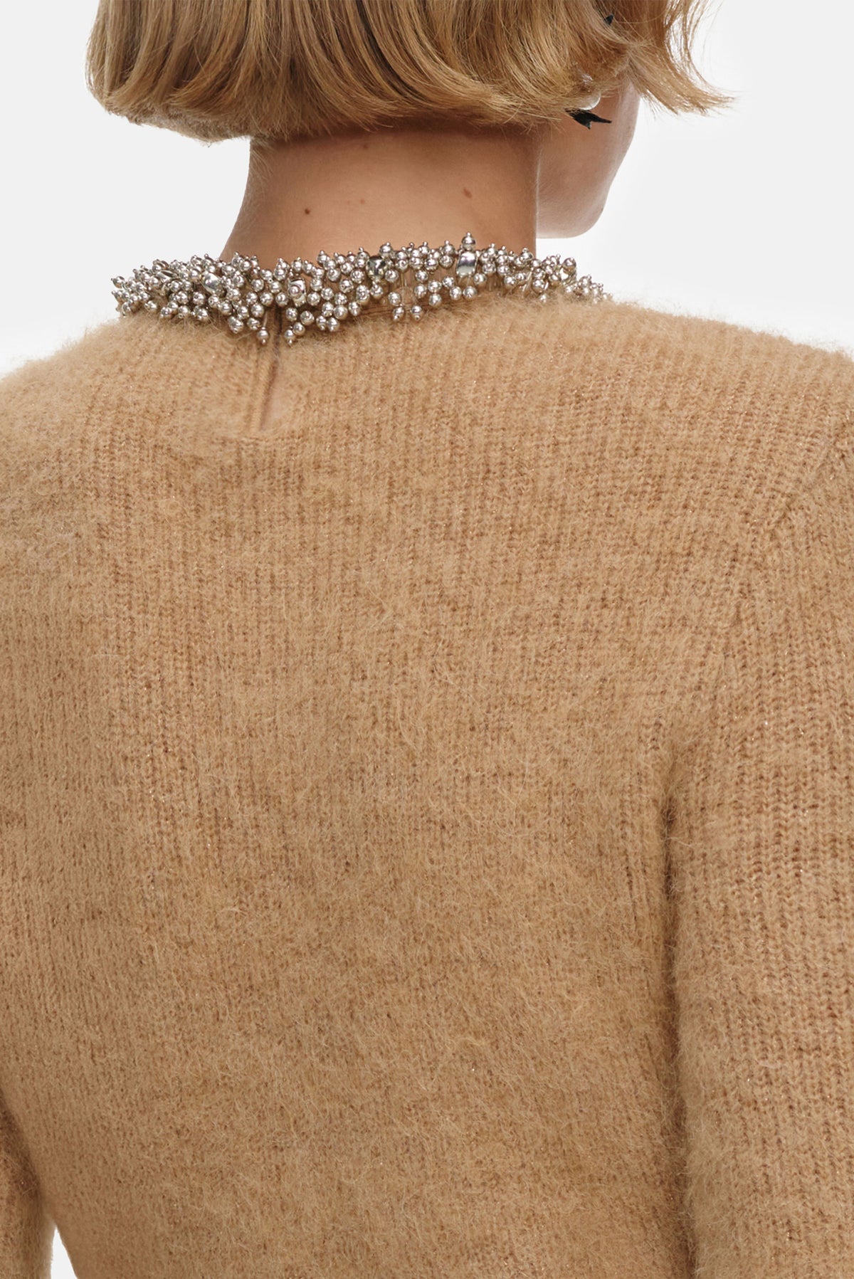 Self-Portrait Women Brown Beaded Trim Knit Jumper