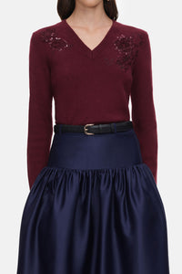 Self-Portrait Self-Portrait Women Burgundy Flower Wool Jumper