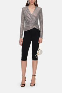 Self-Portrait Self-Portrait Women Rhinestone Mesh Wrap Top