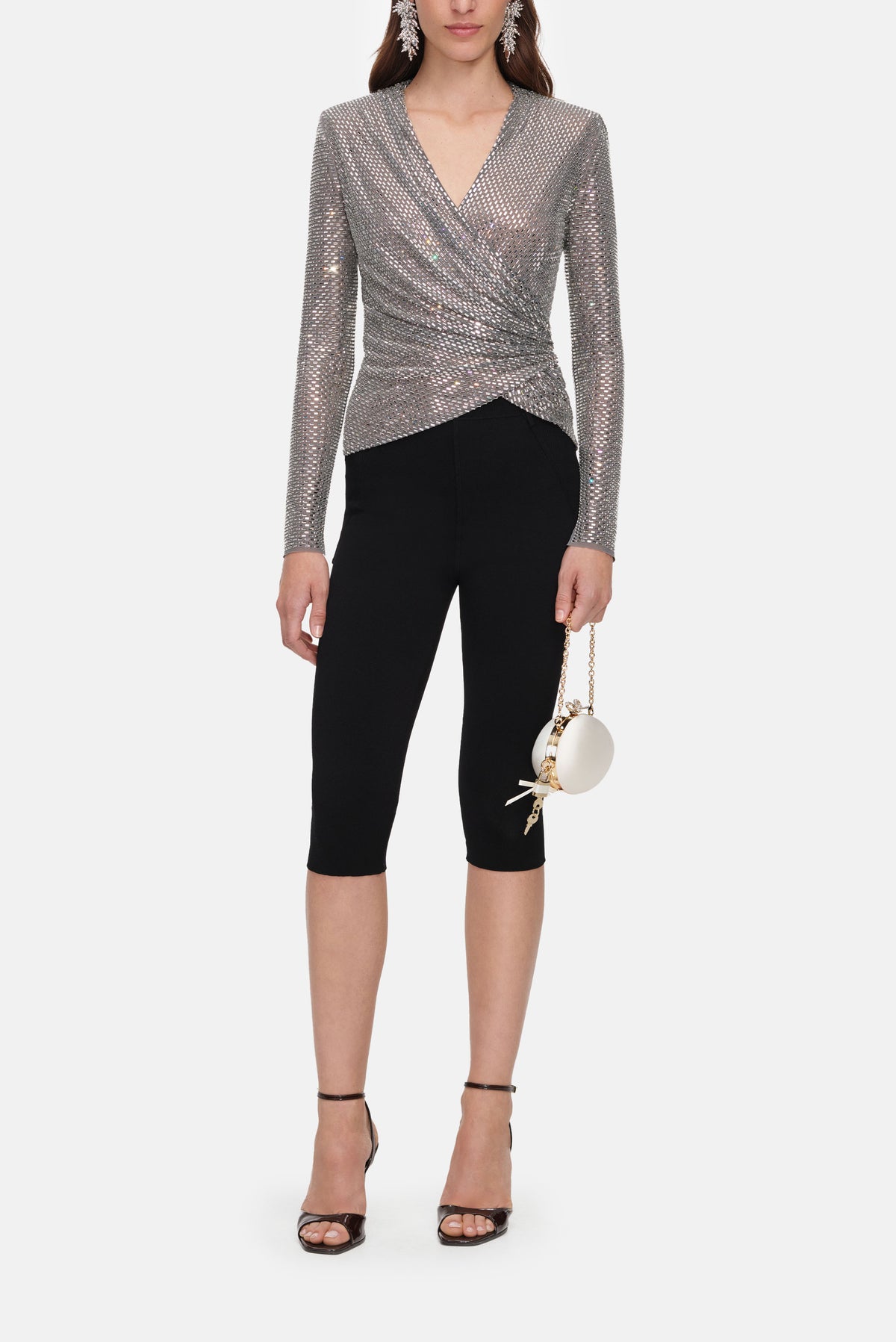 Self-Portrait Self-Portrait Women Rhinestone Mesh Wrap Top