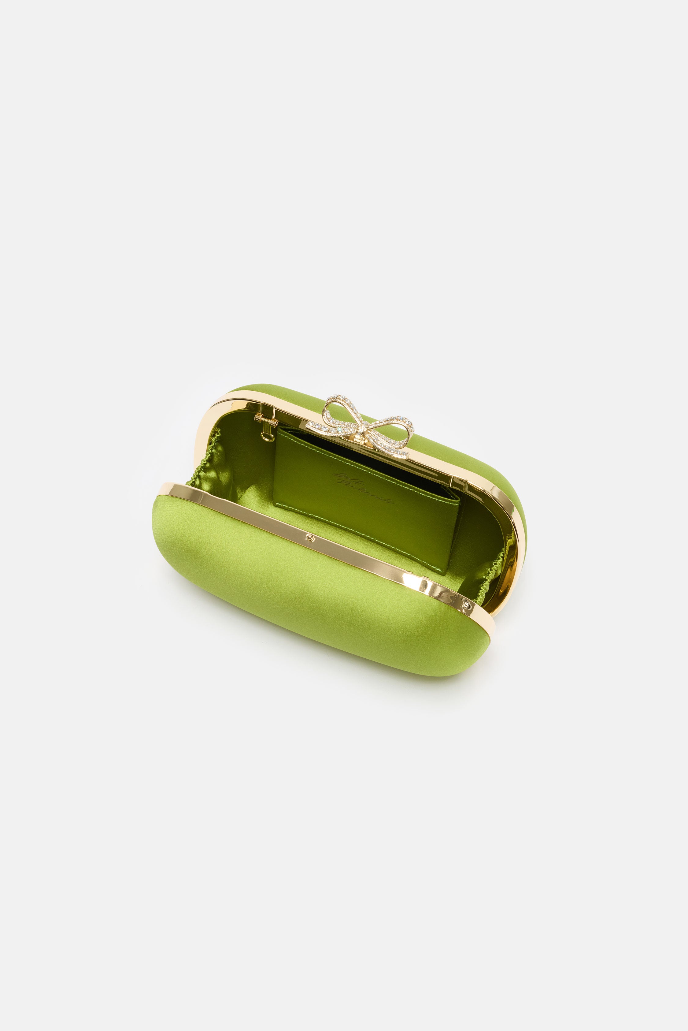 Self-Portrait Self-Portrait Women Green Satin Clutch Bag