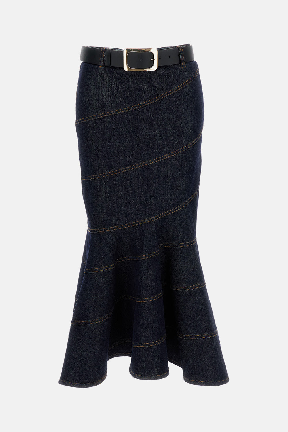 Self-Portrait Self-Portrait Women Indigo Denim Belted Midi Skirt