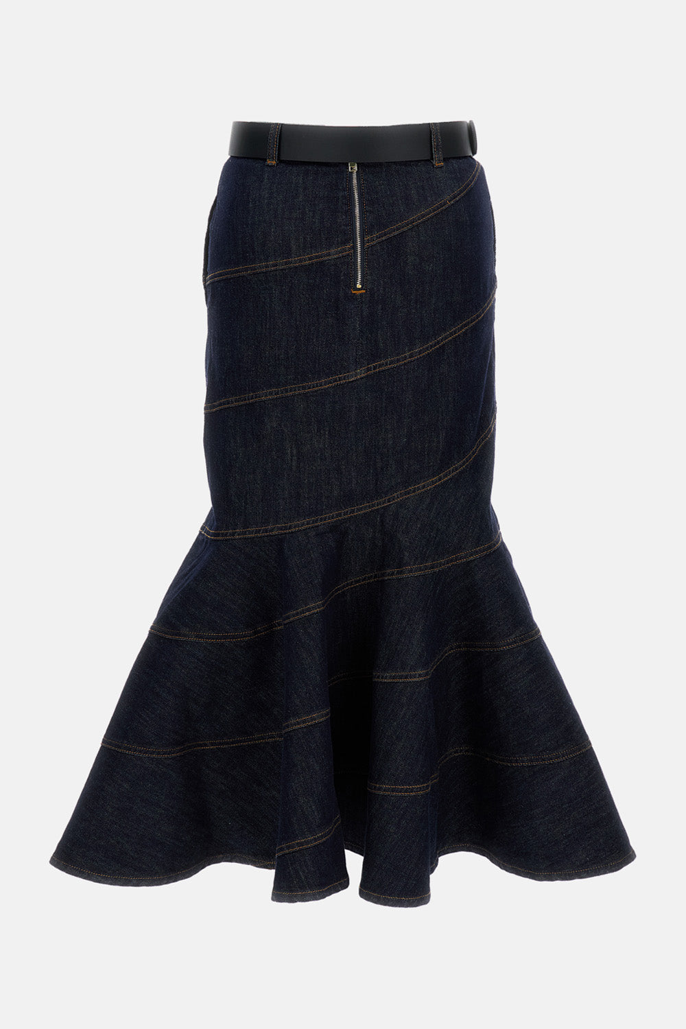 Self-Portrait Self-Portrait Women Indigo Denim Belted Midi Skirt