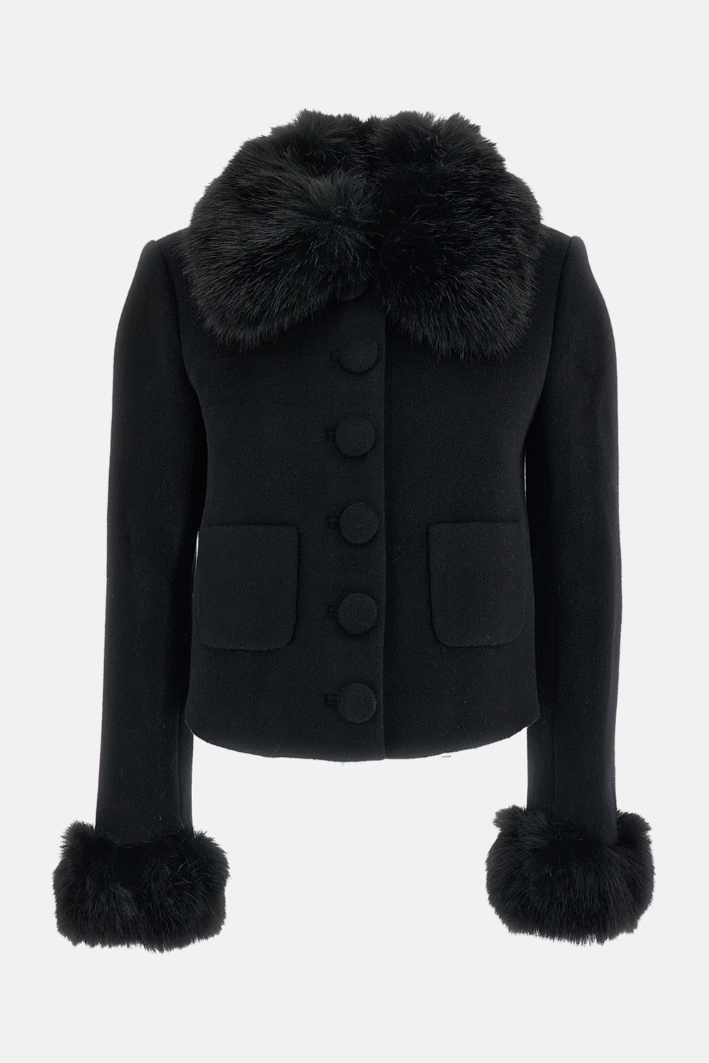 Self-Portrait Self-Portrait Women Black Wool Fur Cuff Jacket