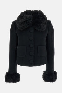Self-Portrait Self-Portrait Women Black Wool Fur Cuff Jacket