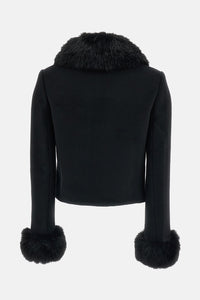 Self-Portrait Self-Portrait Women Black Wool Fur Cuff Jacket