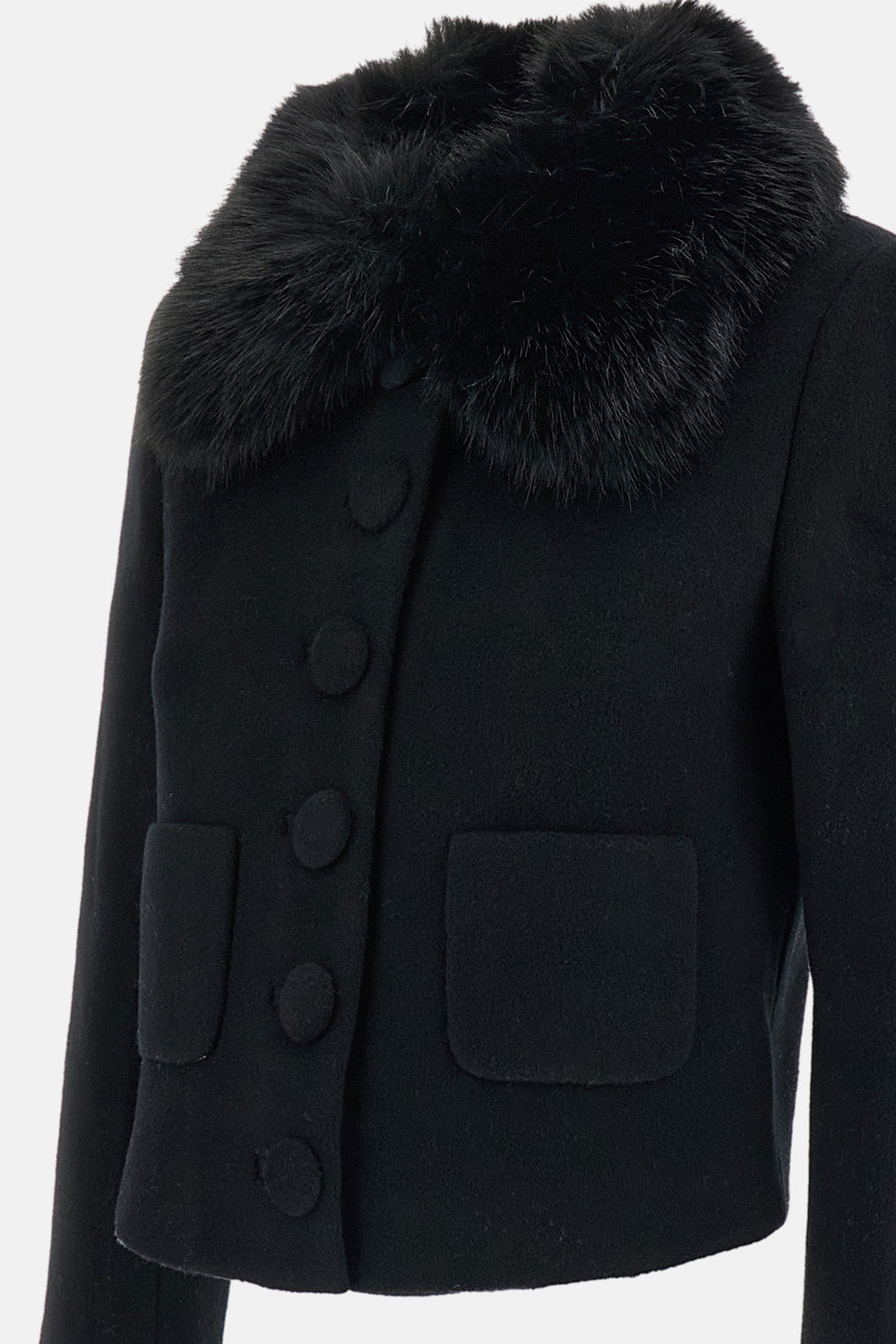 Self-Portrait Self-Portrait Women Black Wool Fur Cuff Jacket