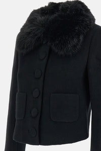 Self-Portrait Self-Portrait Women Black Wool Fur Cuff Jacket