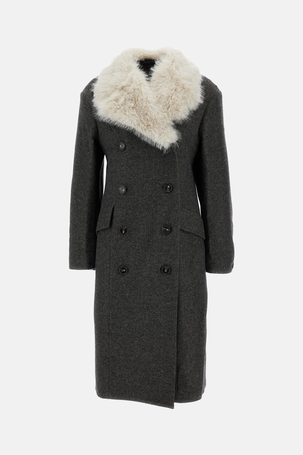 Simone Rocha Simone Rocha Women Double Breasted Faux Fur Detail Slash Coat