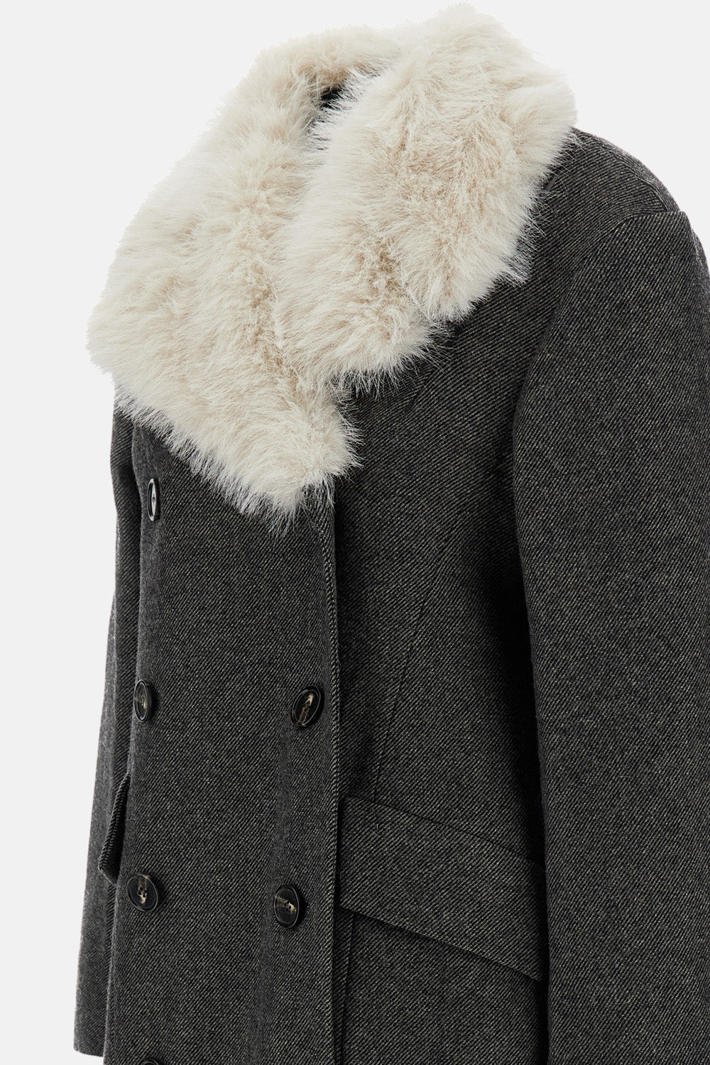 Simone Rocha Simone Rocha Women Double Breasted Faux Fur Detail Slash Coat