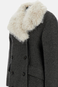 Simone Rocha Simone Rocha Women Double Breasted Faux Fur Detail Slash Coat