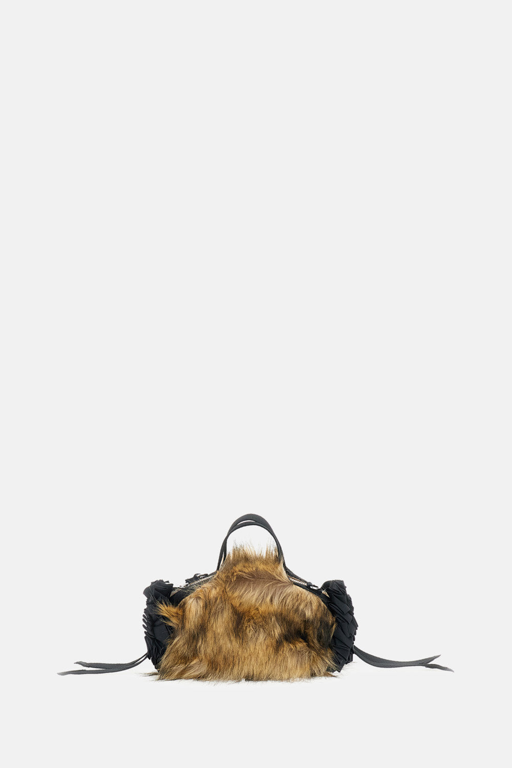 Simone Rocha Women Mini Faux Fur Double Ribbon Rosette Embroidered Bag