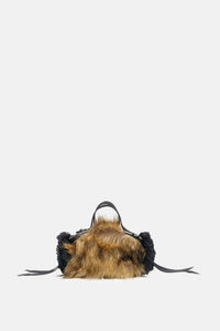 Simone Rocha Women Mini Faux Fur Double Ribbon Rosette Embroidered Bag