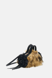 Simone Rocha Women Mini Faux Fur Double Ribbon Rosette Embroidered Bag
