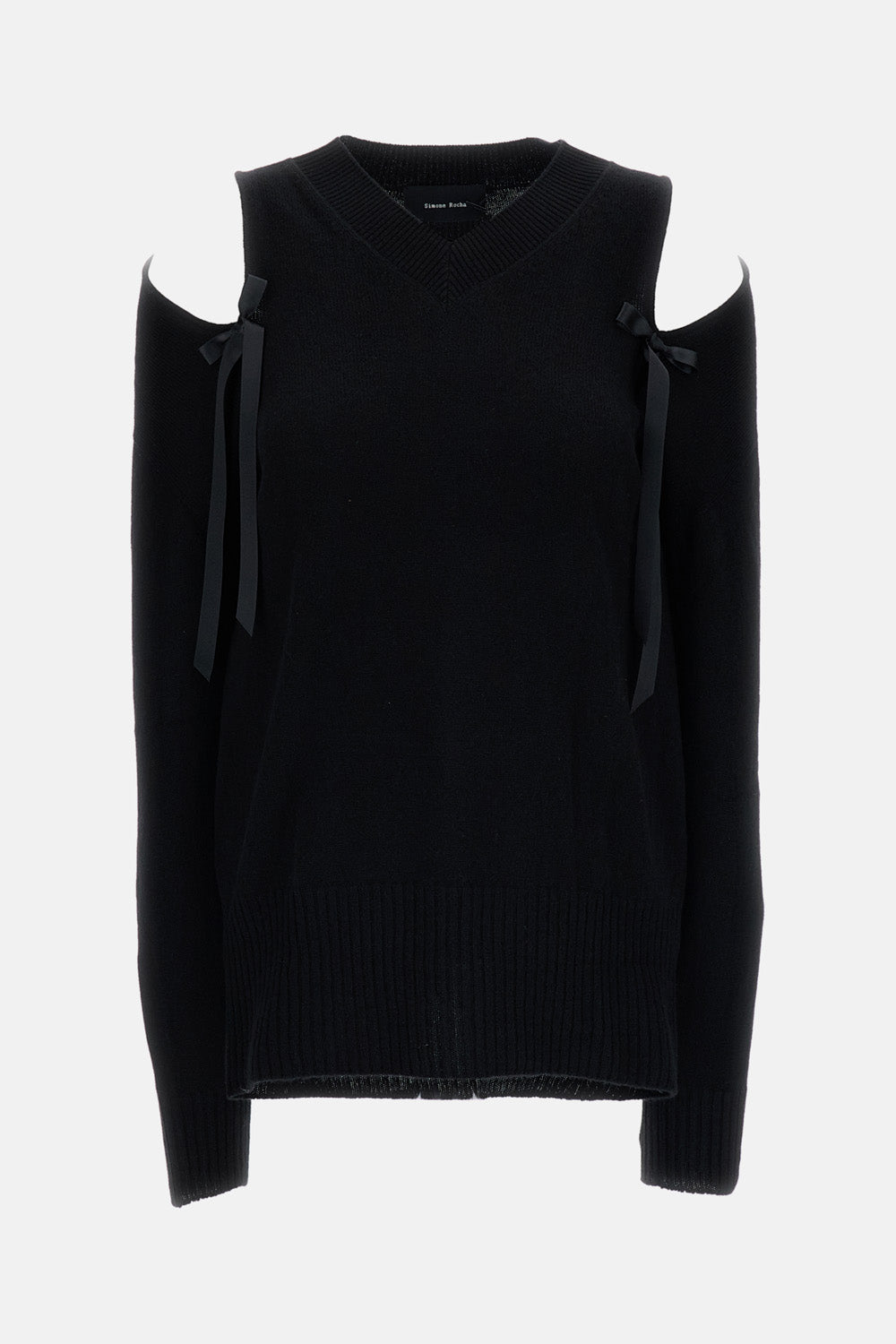 Simone Rocha Simone Rocha Women Relaxed Cashmere Slash V-Neck Jumper W/ Bow