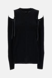 Simone Rocha Simone Rocha Women Relaxed Cashmere Slash V-Neck Jumper W/ Bow