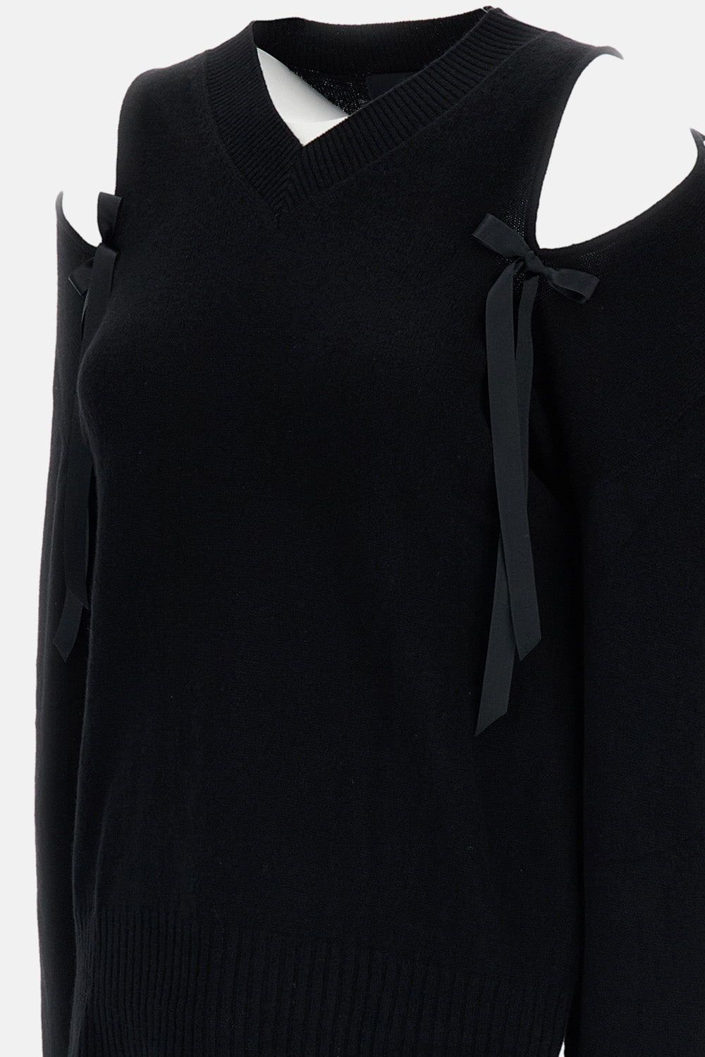 Simone Rocha Simone Rocha Women Relaxed Cashmere Slash V-Neck Jumper W/ Bow