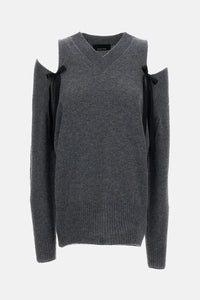 Simone Rocha Simone Rocha Women Relaxed Cashmere Slash V-Neck Jumper W/ Bow