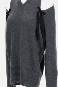 Simone Rocha Simone Rocha Women Relaxed Cashmere Slash V-Neck Jumper W/ Bow