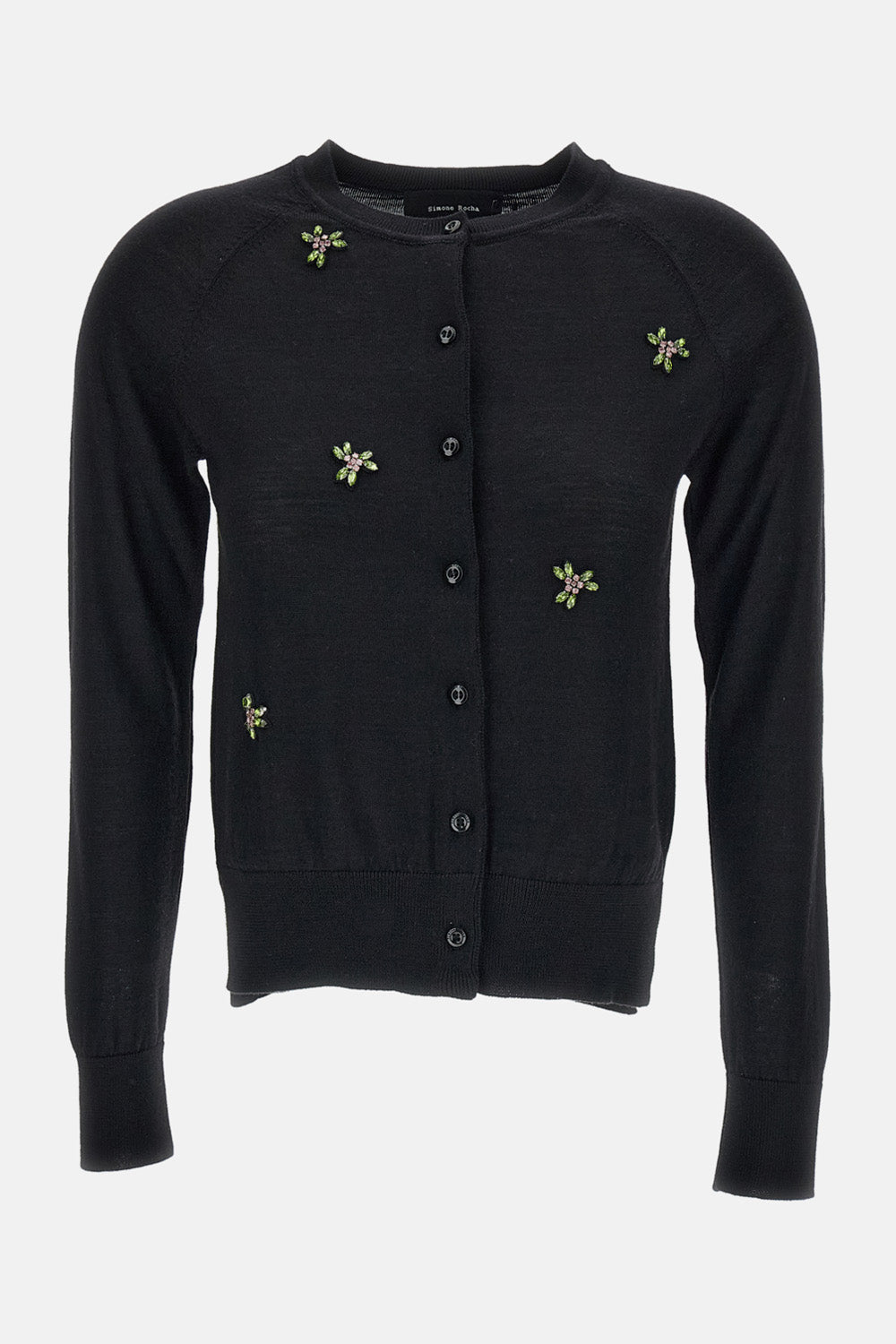 Simone Rocha Women Classic Merino Silk Cardigan W/ Turbo Embellishments